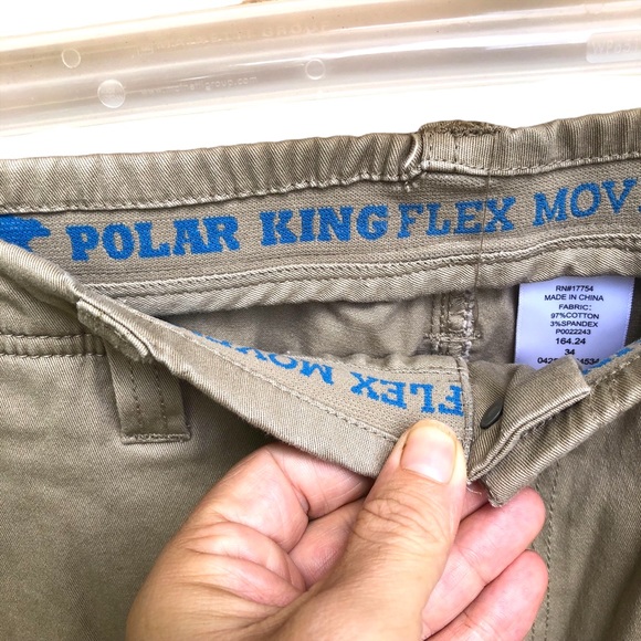 POLAR KING by KEY | Mens flex movement cargo khaki shorts - Picture 12 of 13
